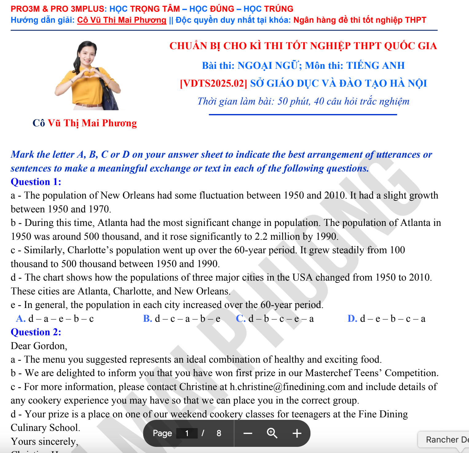 [TIẾNG ANH 12] CÔ MAI PHƯƠNG Chữa Đề thi thử THPT 2025 Sở giáo dục và đào tạo Hà Nội