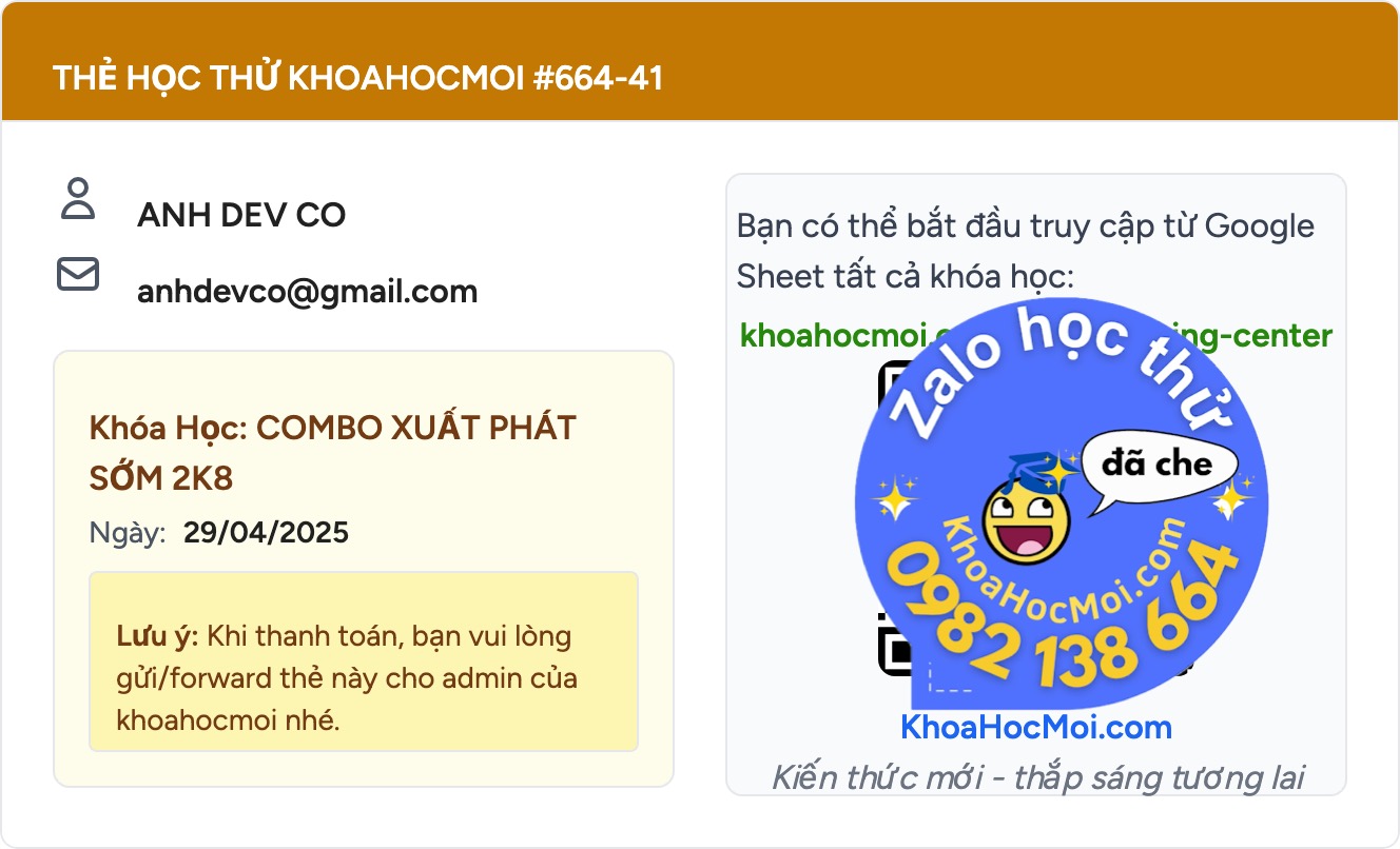 Mẫu thẻ học thử