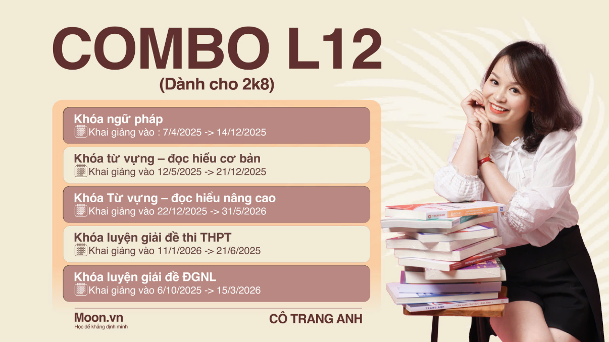 [Tiếng Anh lớp 12 - 2k8]  CÔ TRANG ANH - TRỌN BỘ LỘ TRÌNH